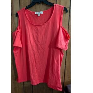 Michael Kors Top Womens Plus Size 2x Xx Cold Shoulder Shirt Pink Peach Salmon